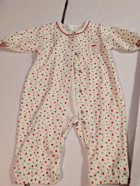 Baby Threads Polkadot Footed Santa Sleeper with Red Trim Sz 3M